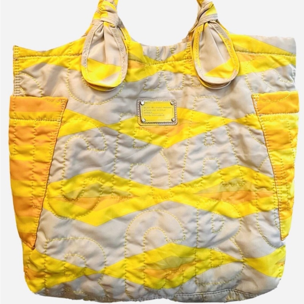 Marc by Marc Jacobs Signature Quilted Nylon Hobo Tote Bag in Yellow